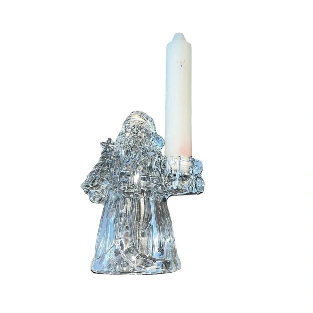 Santa-Lead Crystal Candle Holder, International Silver Company Crystal Santa